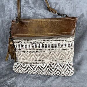 Myra Bag Crossbody Shoulder Bag Convertible Purse Bohemian Leather‎ & Fabric